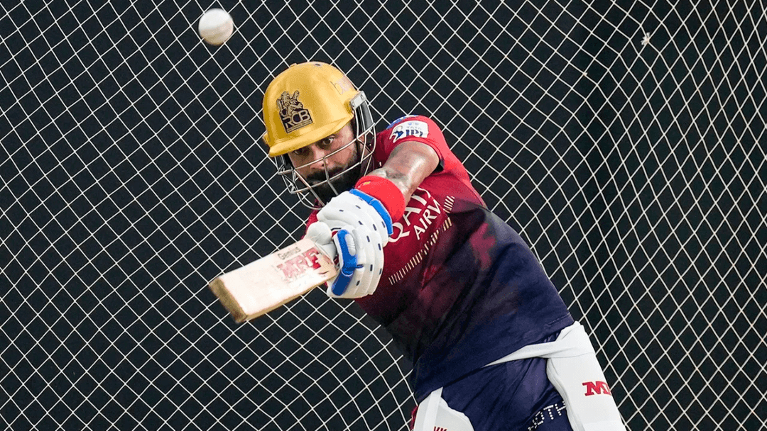 Virat Kohli in a batting session ahead of CSK vs RCB clash in IPL 2025